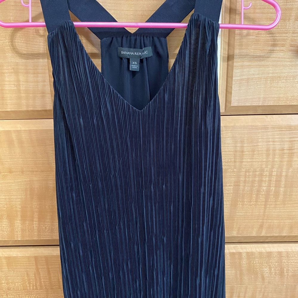 Banana Republic Navy Blue Accordion Pleated Sleeveless Top XS
